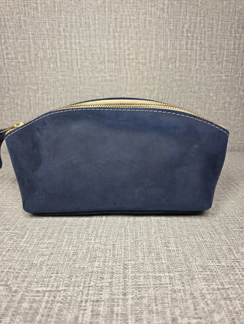 NEW RARE Portland Leather Eclipse Make Up Bag Pouch Velvet Blue Nubuck Navy
